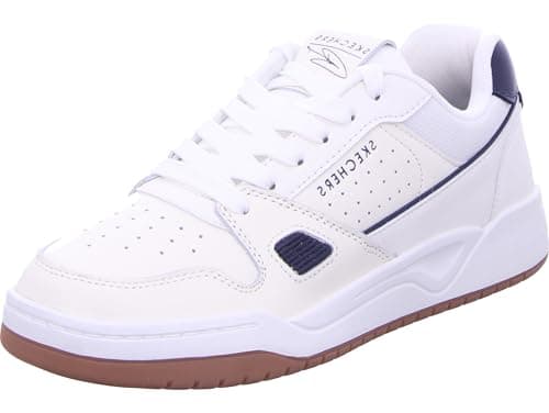 Image of Skechers Men's Koopa Harry Kane Court Sneaker, White Leather, Suede/Navy Trim, 8 UK