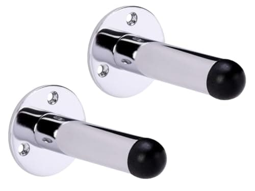 Image of HANDLEZONE® 2 Pack 75mm / 3 inch Projecting Skirting Or Wall Mounted Door Stop, Rubber Buffer Stopper - Polished Chrome