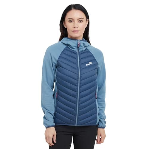 Image of Peter Storm Women's Active Hybrid Jacket with Hood, Ripstop Fabric, Stretch Fleece & Synthetic Insulation (UK, Numeric, 14, Regular, Regular, Blue)