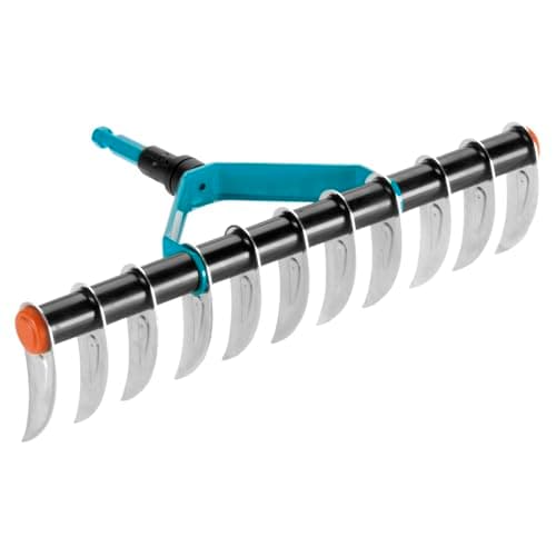 Image of GARDENA 3391-20 Combisystem Aerator Rake: Manual lawn rake with 35 cm working width, garden accessory for removing moss and matted grass from the lawn, fits on all combisystem handles, 35 x 20 x 25 cm