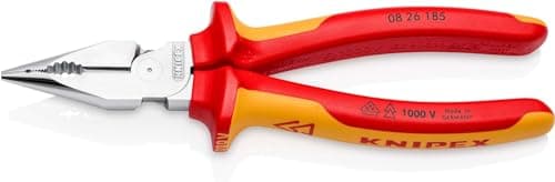 Image of KNIPEX Needle-Nose Combination Pliers Chrome-Plated Insulated with Multi-Component Grips, VDE-Tested 185 mm, 08 26 185
