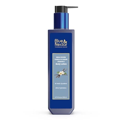 Image of Blue Nectar Shea & Cocoa Butter Vanilla Body Lotion Women & Men | Warm Vanilla & Sugar Body Moisturiser for Ultra Hydration with Vitamin E (12 Herbs 200 ml)