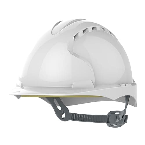 Image of JSP EVO2 Safety Helmet Hard Hat - Vented - White - Slip Ratchet Adjustment - Adjustable Precision Fit Harness - Lightweight - For Construction, Building, Civil Engineering & Industry - EN397