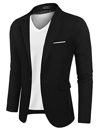 Image of COOFANDY Men's Casual Suit Blazer Jackets Lightweight Sports Coats One Button Black M