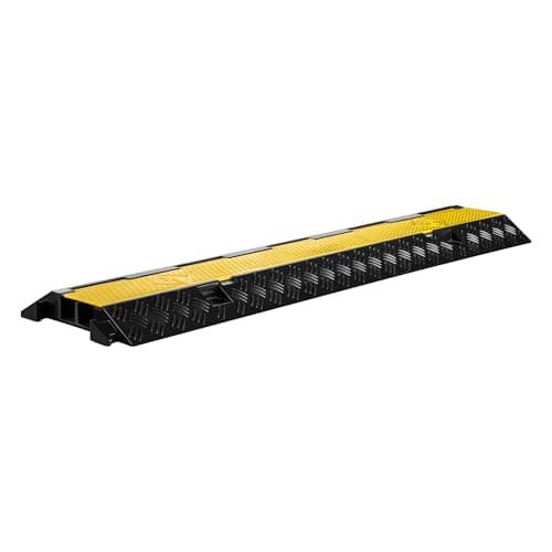 Image of Wiltec Double Channel Rubber and Polypropylene Cable Bridge 98 x 24 x 4.5 cm, Floor Cable Protector with 13 Tonnes Load Capacity, Can Be Driven Over at Maximum Speed of 13 mph