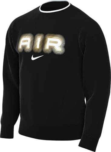 Image of NIKE HM0177-010 M NSW SW AIR CREW FLC BB,BLACK Sweatshirt Men's BLACK/METALLIC GOLD Size 2XL