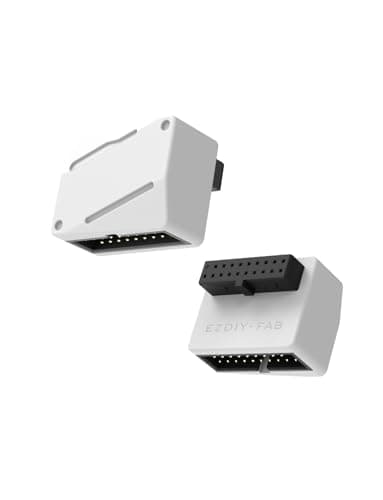 Image of EZDIY-FAB USB 3.2 Gen 1 19-Pin 90 Degree L-Shape Adapter, Motherboard USB 3.0 Internal Header Adapter,19-Pin /20-Pin Male to Female Converter for Front Panel USB-A, White -RVS