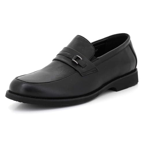 Image of Mens Smart Slip On Loafers Plain Front Formal Shoes Office Business Work Everyday Comfortable Gents Black Shoes Size 9 UK 43 EU