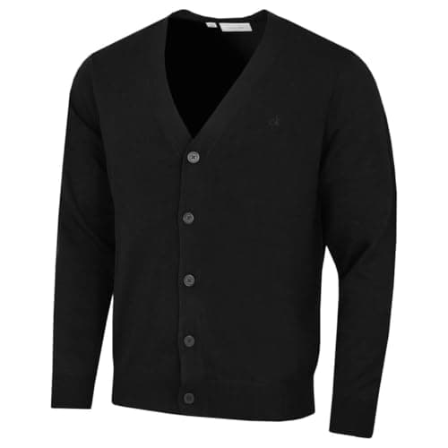 Image of Calvin Klein Mens Blackthorn V-Neck Soft Cardigan - Black - L