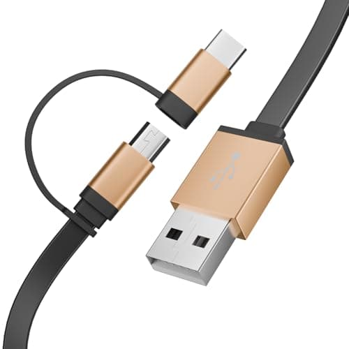 Image of 2 In 1 USB C Charger Cord Cable 1M Fast Charging Cable Charger Power Adapter Supply USB Type C Micro USB Extension Cord for Home Security Cameras or Devices Tablets Smartphones Controller (Black)