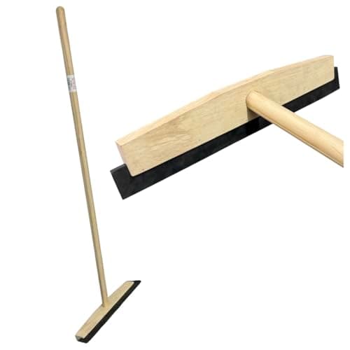 Image of Heavy Duty Wooden Rubber Floor Squeegee Blade Complete with Metal Stay and Solid Handle (16" inch / 40cm)