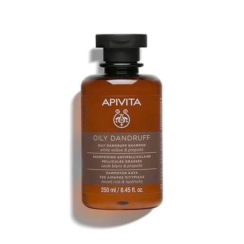 Image of Apivita Oily Dandruff Shampoo with Plant Salicylic Acid (White Willow) and Propolis 250ml - Natural Anti-Dandruff Treatment for Oily, Greasy and Flaky Scalp - Itchy Scalp Relief, Sebum Control