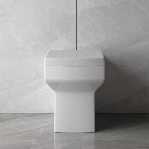 Image of Bathroom Back to Wall Toilet Modern Pan Square Cloakroom Soft Close Seat P-T BTW