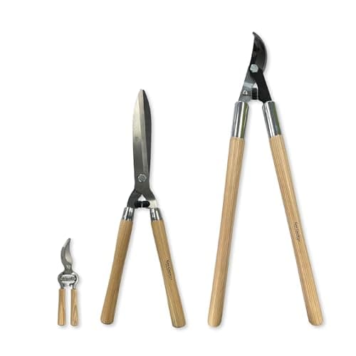 Image of Spear & Jackson CUTSETKEW 3 Piece Woodland Kew Cutting Set - Bypass Secateurs, Hedge Shears & Bypass Loppers - Razorsharp® Carbon Steel Blades, FSC® Hardwood Handles - for Garden Pruning & Trimming