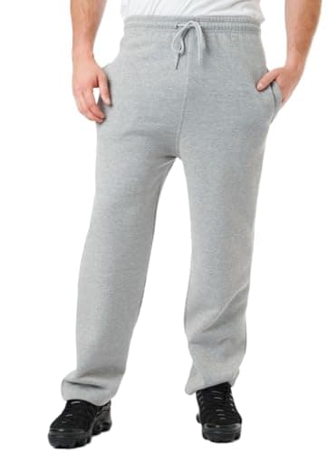 Image of LABEL APPAREL Mens Open Hem Joggers Plain Fleece Trousers Sweartpant Winter Bottoms Lined Casual Track Pant Warm Jogging Zip Side Pockets Pluse Size S-8XL (3XL, Grey)