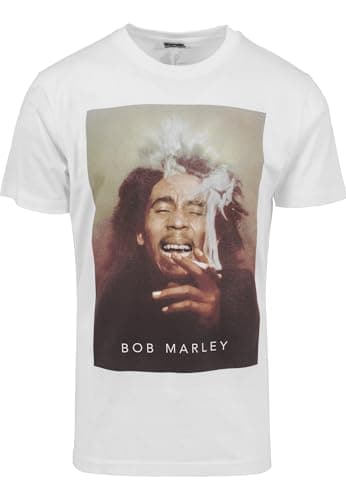 Image of Mister Tee Herren Bob Marley Smoke T-Shirts, White, XXL