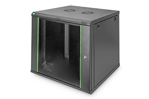 Image of Digitus Network cabinet - 19 inch rack - 12U - 600 mm depth - 470 mm maximum usable depth - wall mounting - load capacity 60kg - safety glass door - Dynamic Basic series - black