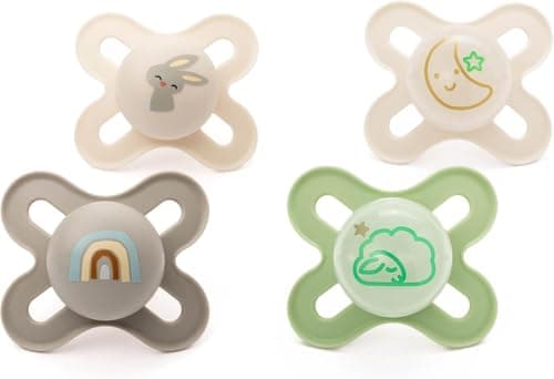 Image of MAM Original Start Day & Night Soothers | 0-2 Months | 4 Pack | Includes 2X Glow in The Dark Dummies | Orthodontic Design | Baby Accessories | Pink (Various Designs)