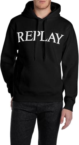 Image of Replay Men's basic hoodie, 098 Black, S