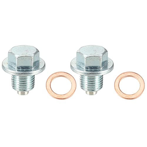 Image of X AUTOHAUX 2 Set M12x1.25 Car Engine Oil Drain Plug with Washer 90341-12012 for Toyota RAV4 2001-2013 Steel Silver Tone
