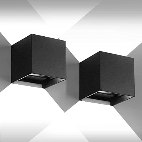 Image of CANMEIJIA LED Outdoor Wall Lights 12W, Waterproof IP65 Outside Wall Lights Adjustable Beam Aluminum Black Wall Lamp 6500K White Light for Garden Bathroom Bedroom Living Room(2 Packs)