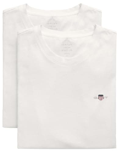 Image of GANT Men's 2-Pack Lounge T-Shirts with Crew Neck, Black, White, 3XL