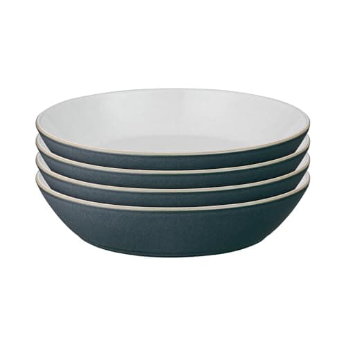 Image of Denby - Impression Charcoal Blue Pasta Bowls Set of 4 - Dishwasher Microwave Safe Crockery - Ceramic Stoneware Tableware