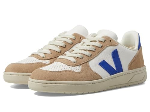 Image of Veja Men's V-10 Leather Sneakers, Extra White/Paros/Sahara, 8 UK