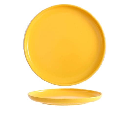 Image of AIYoo 2 Pack Porcelain Dinner Plates,8 inch Dessert Salad Plates Ceramic Kitchen Plates,Food Serving Dishes Set,Round Plates for Pasta,Snack,Fruit,Yellow
