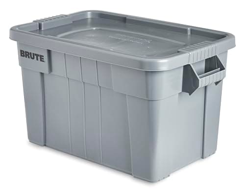 Image of Rubbermaid Commercial Products BRUTE Tote 76L with Lid Grey FG9S3100GRAY