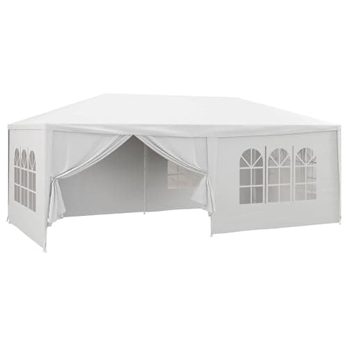 Image of Outsunny 6 x 3(m) Gazebo Canopy Party Tent with 6 Removable Side Walls for Outdoor Event with Windows and Doors, White
