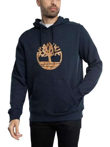 Image of Timberland Men's Front Camo Tree Logo Pullover Hoodie, Navy, M
