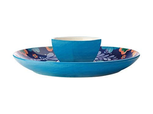 Image of Maxwell & Williams Majolica Chip and Dip Serving Dishes in Gift Box, Ceramic, Blue, 3 cm, 2 Pieces