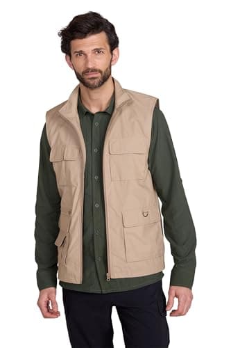 Image of Mountain Warehouse Trek II Mens Gilet - Lightweight Body Warmer, Fast Drying Vest, Shrink & Fade Resistant, Many Pockets Gilet Jacket - Spring, Summer, Travelling Beige 3XL