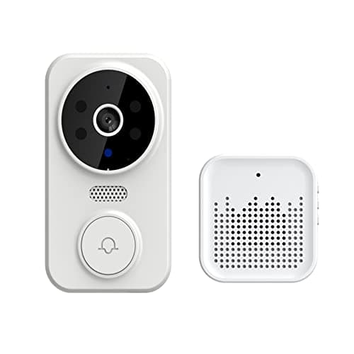 Image of HPHPH Video Doorbell Camera, Tuya Smart Home Door Bell Outdoor Wireless Doorbell Camera Chime Two-way Talk Intercom Night Vision,Smart Home Devices(Bianco)