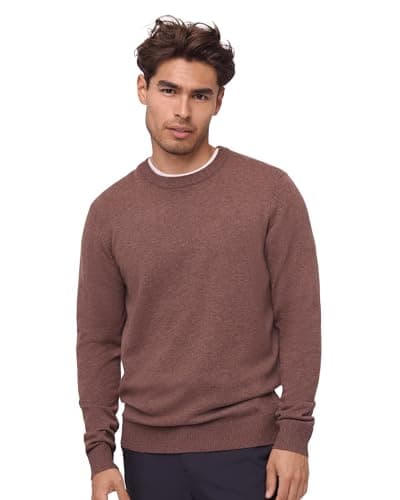 Image of DANISH ENDURANCE Merino Wool Jumper Cashmere Blend, Premium Knit Crew Neck Pullover, Luxuriously Soft, for Men Brown XXL