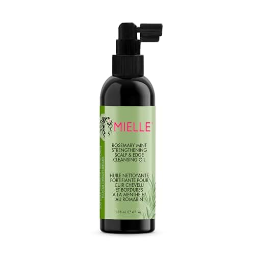 Image of Mielle Rosemary & Mint Scalp & Edge Cleansing Hair Oil - No-Rinse Scalp Cleanser for Product Build Up - Prolongs Hairstyles Between Wash Days & Encourages Longer, Healthier Hair, 118 ml (Pack of 1)