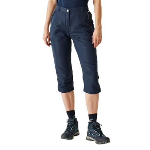 Image of Regatta Womens Chaska III Capri Cropped Trousers Water Repellent Summer Walking Pants Navy