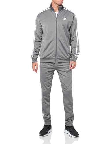 Image of adidas Men's Basic 3-Stripes Tricot Track Suit Tracksuit, Gray, M