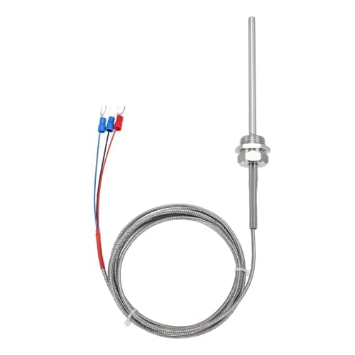 Image of sourcing map PT100 RTD Thermocouple Stainless Steel NPT1/2 Temperature Sensor Probe -50 to 500C 6.6ft 6x100mm