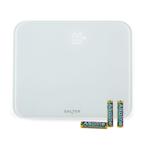 Image of Salter 9204 WH3R Ghost Electronic Bathroom Scale – Compact Body Weight Scales, 180 KG Max Capacity, Hidden Until Lit Display, Step on for Instant Readings, Toughened Safety Glass, Carpet Feet, White