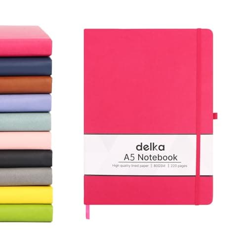Image of delka A5 Notebook – Lined Notepad Journal, Soft Cover Writing Pad for Office, School, College, Home & Business – Ideal for Note Taking, Daily Planning, Journaling & Study (DARK PINK, Pack of 1)