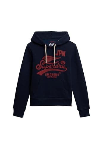 Image of Superdry Women's High Flyers Hoodie Dark Navy Blue 40, Dark navy, 14