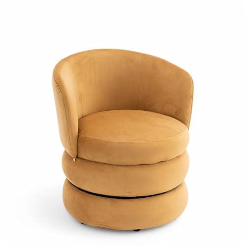Image of TILLY Velvet Swivel Cuddle Chair – Gold Velvet Armchair and Snuggle Seat, Ideal Swivel Accent Piece or Cuddle Chair for Bedroom and Living Room, Perfect Vibrant Design for Modern Interiors