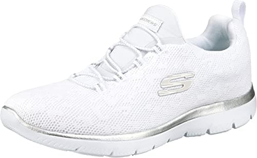 Image of Skechers Women's Summits Leopard Spot Trainers,White Mesh / Silver Trim,8 UK