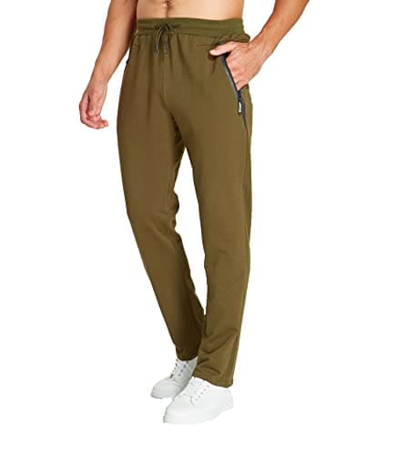 Image of Tansozer Mens Joggers Tracksuit Jogging Bottoms Slim Fit Open Hem Gym Sweatpants Running Pants Cotton Fitness Trousers with Zip Pockets Green 3XL