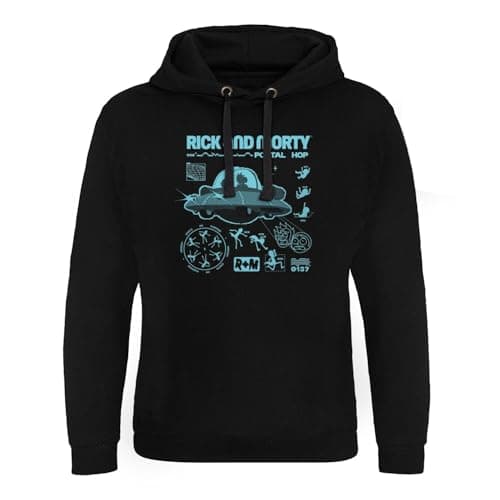Image of RICK AND MORTY Officially Licensed Portal Hop Epic Hoodie (Black), XX-Large