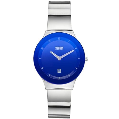 Image of STORM LUCKI Aqua, Slim Watch, Edge to Edge Glass, Numbered Dial, Splash Resistant, Japanese Miyota, Movement, Date Function, Stainless Steel, Sustainable Materials Used (Lazer Blue)