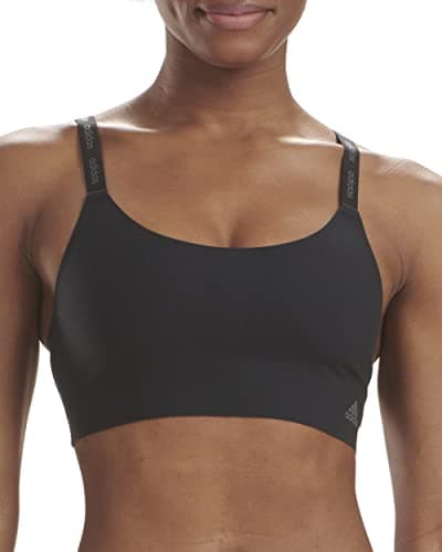Image of adidas Women's Micro Flex Wireless Seamless Lounge Bra Sports, Opaque, Black/Forge Iron, L
