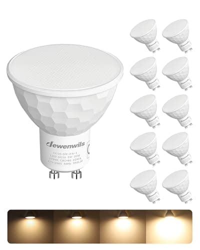 Image of DEWENWILS 10 Pack GU10 LED Bulbs Dimmable, 5W Warm White 2700K, 120° Wide Beam Kitchen LED Spot Lights for Ceiling, 350LM Energy Saving Light Bulb for Lamp, CRI 80+
